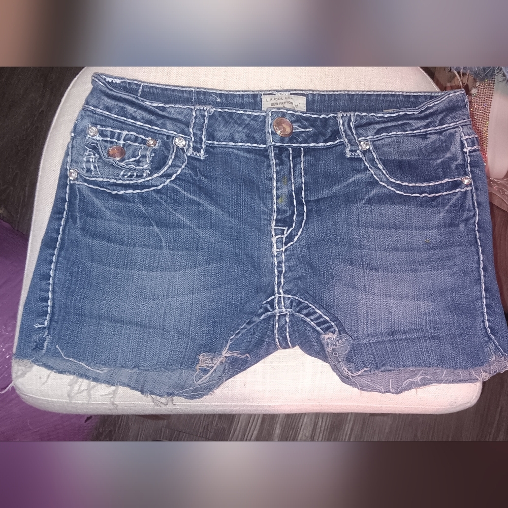LA IDOL Blue Denim Women's Cut Off Shorts Size 29